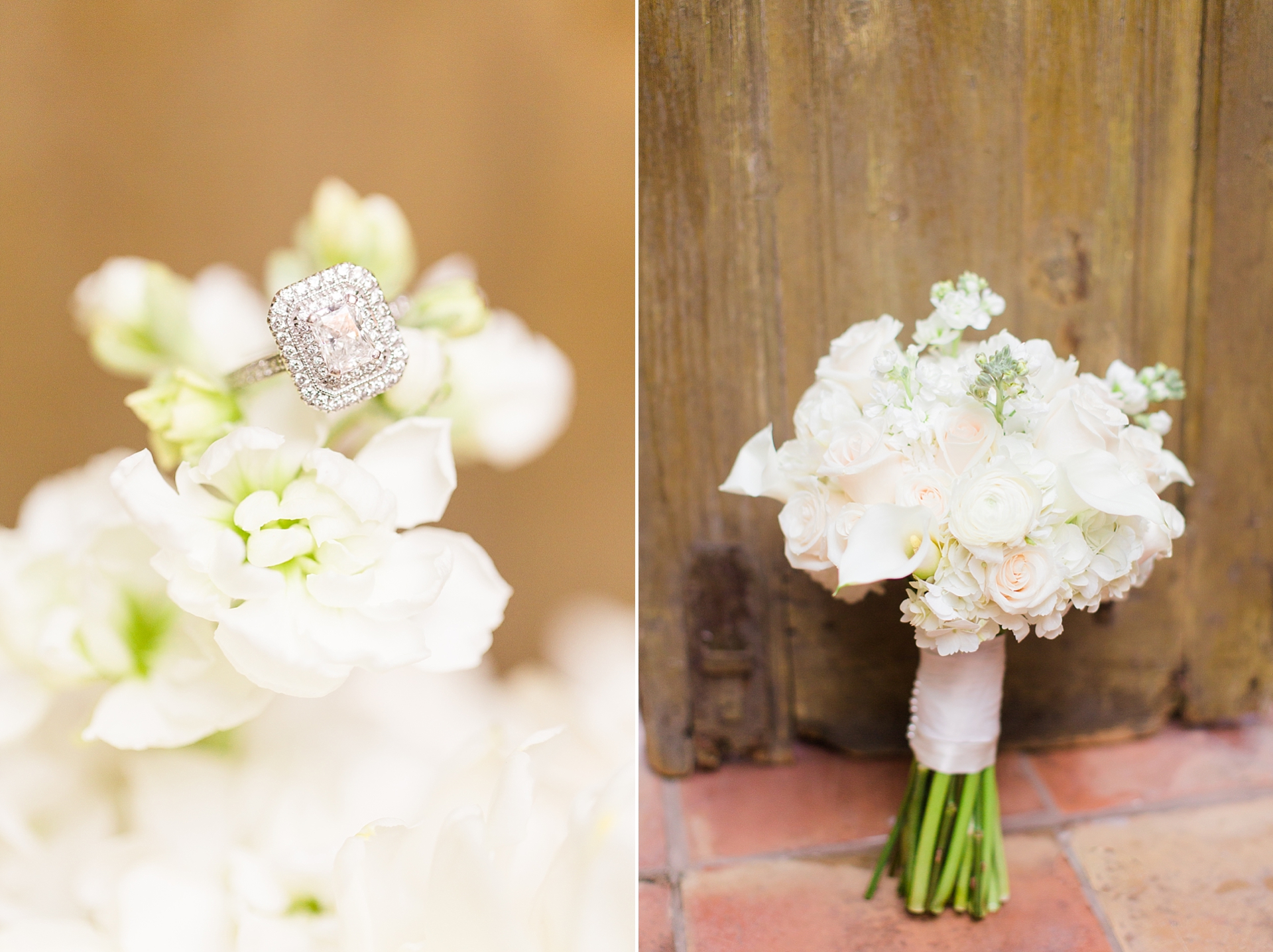 wedding bouquet engagement ring