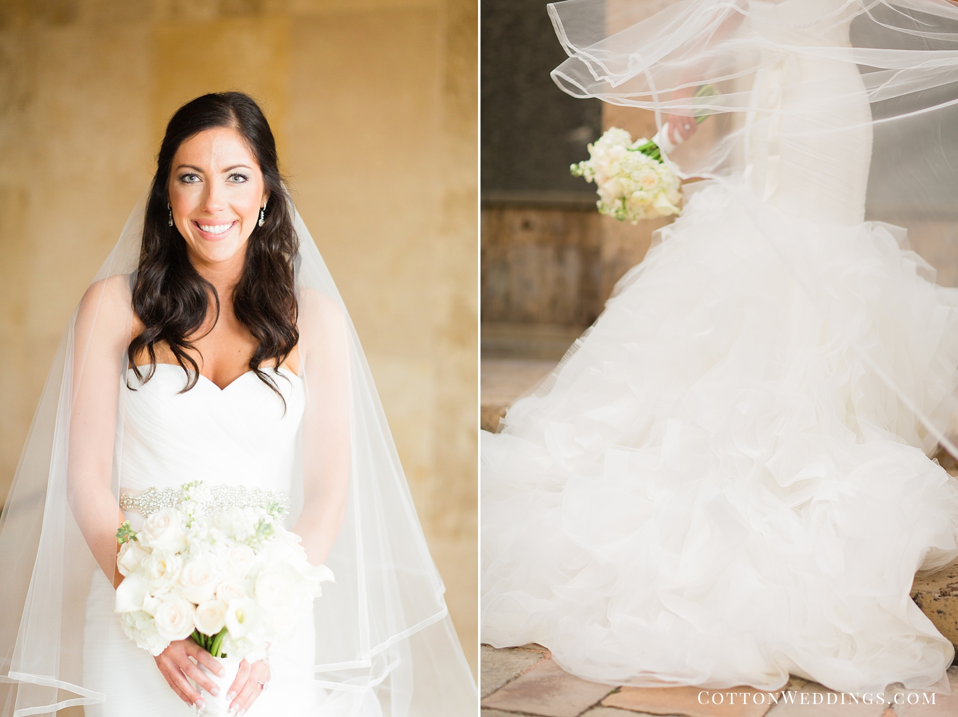 bridal portrait veil blowing