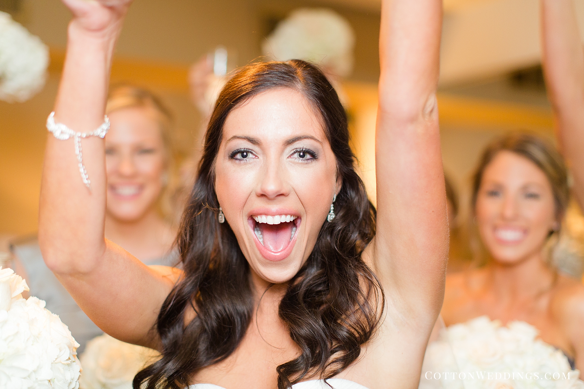 excited bride after ceremony