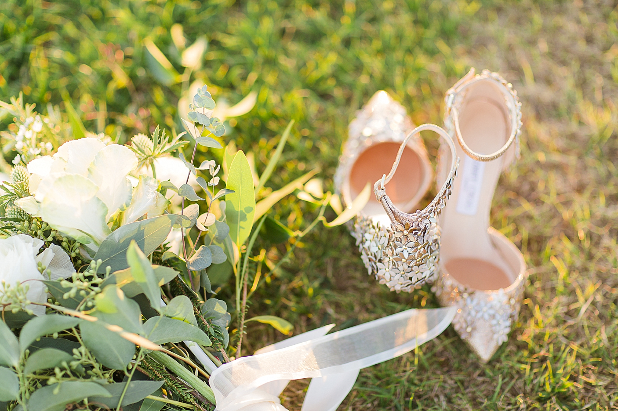 jimmy choo lorelai wedding shoes with bouquet