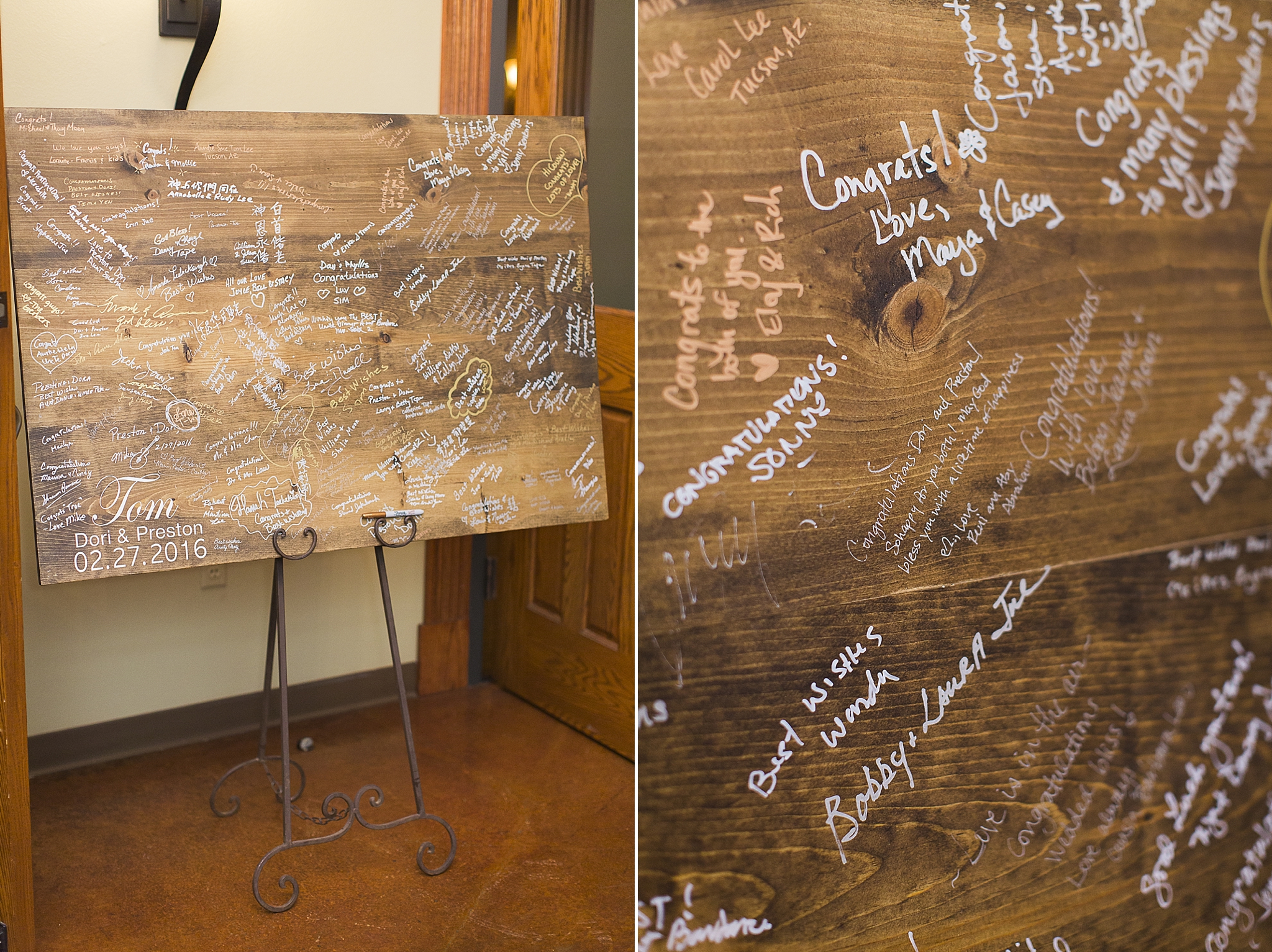 wooden guest book displayed