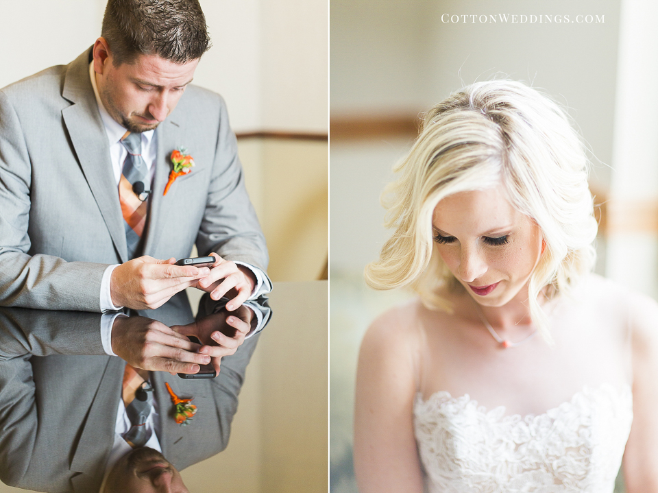 bride and groom reading letter
