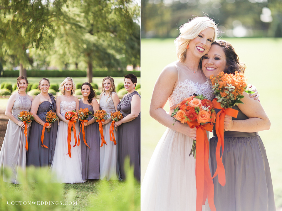 bridesmaids and maid of honor with bride