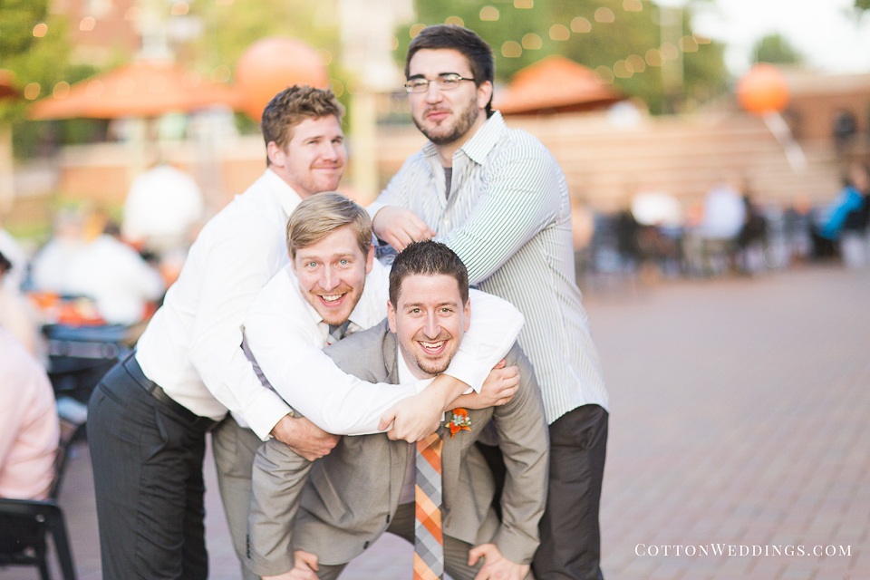groom with friends fun