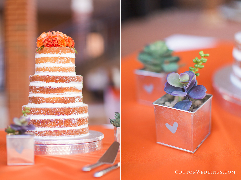 orange naked wedding cake