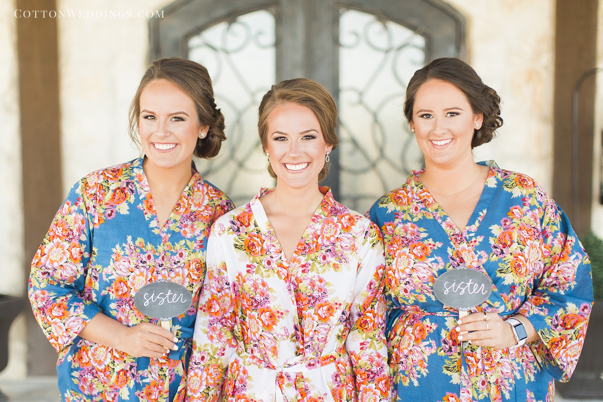 bride bridesmaids floral robe