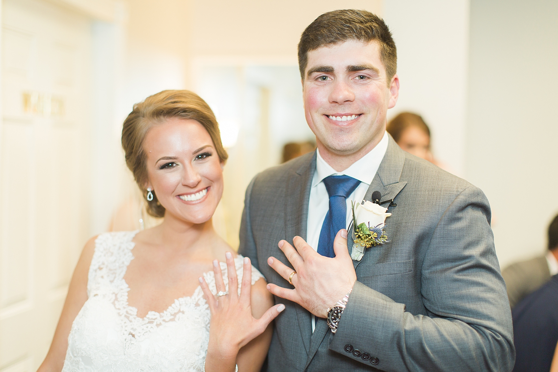 bride and groom flash wedding rings