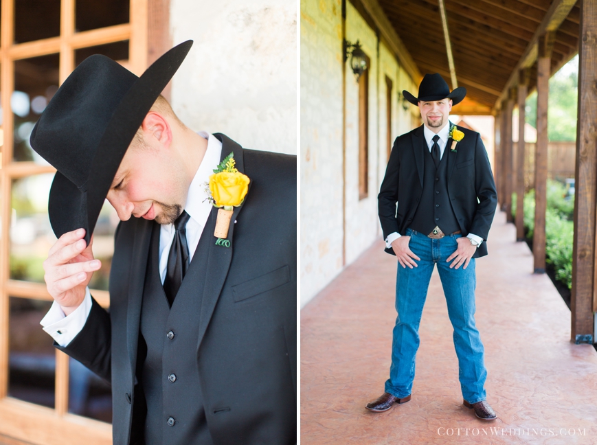 handsome country groom with cowboy hat