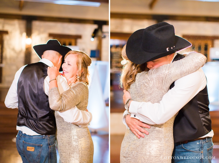 mother and son dance cowboy hat