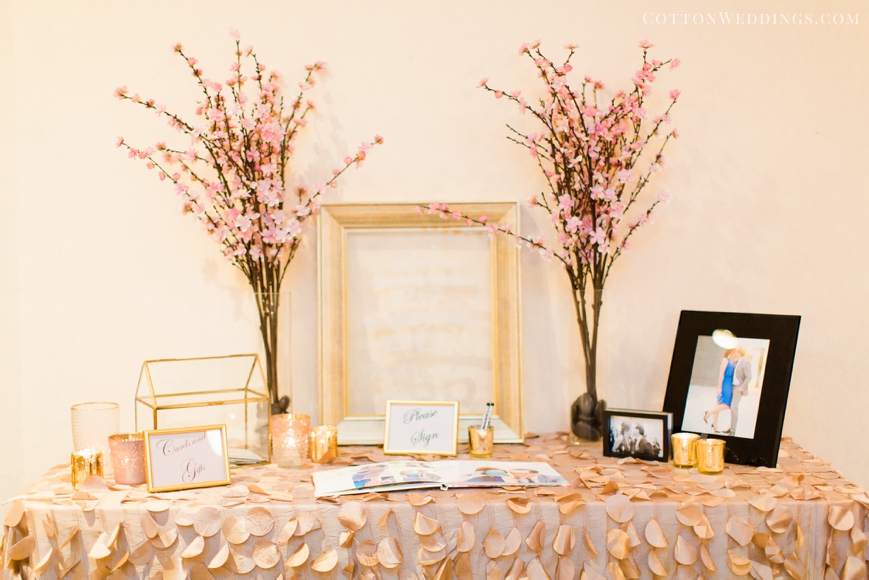 guest book table pale pink