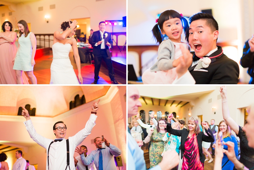 fun dancing photos during wedding reception