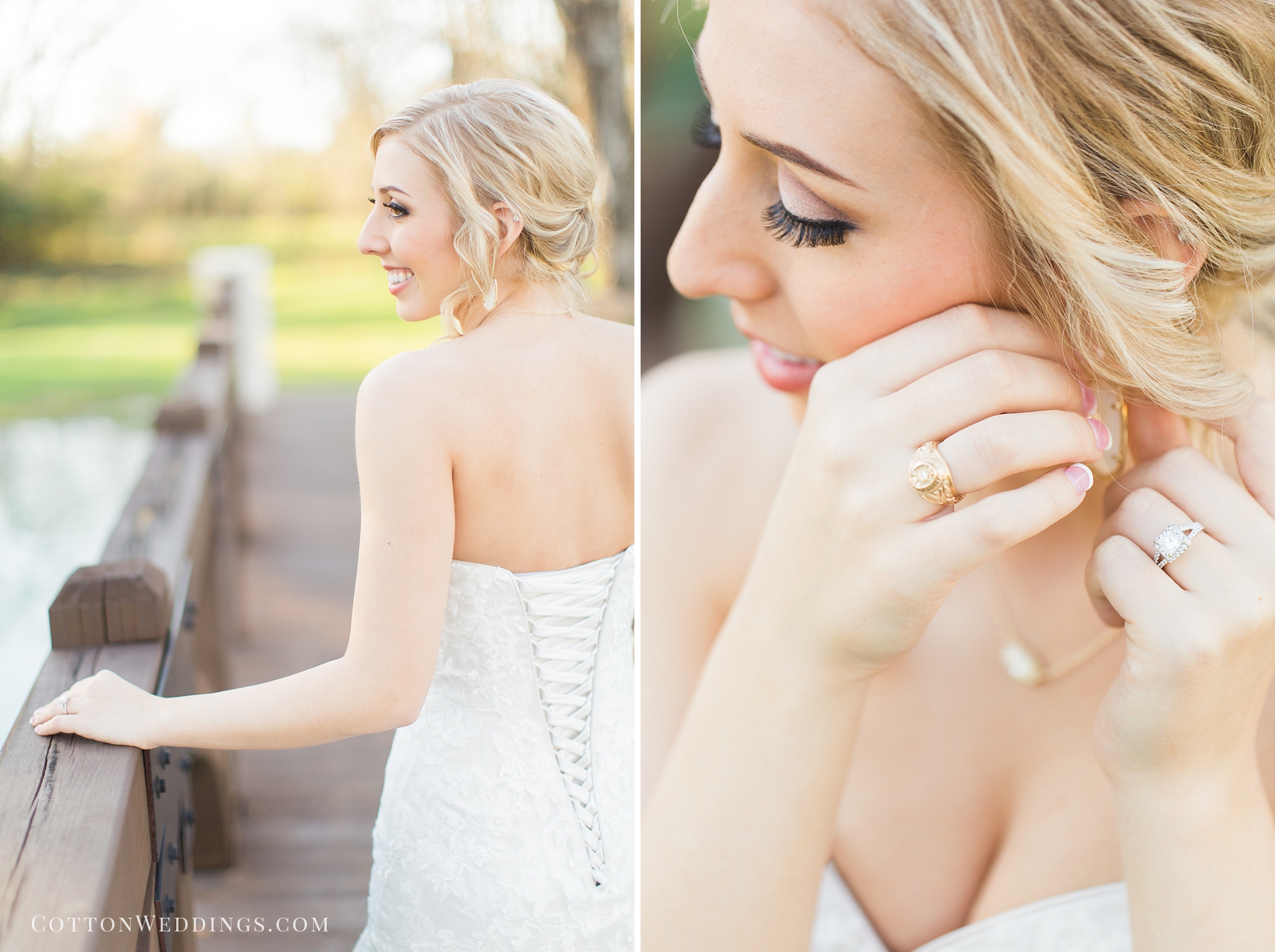 bride putting in earring