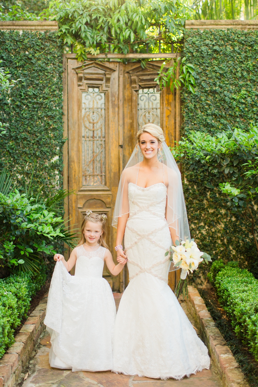 adorable photo of flower girl and bride