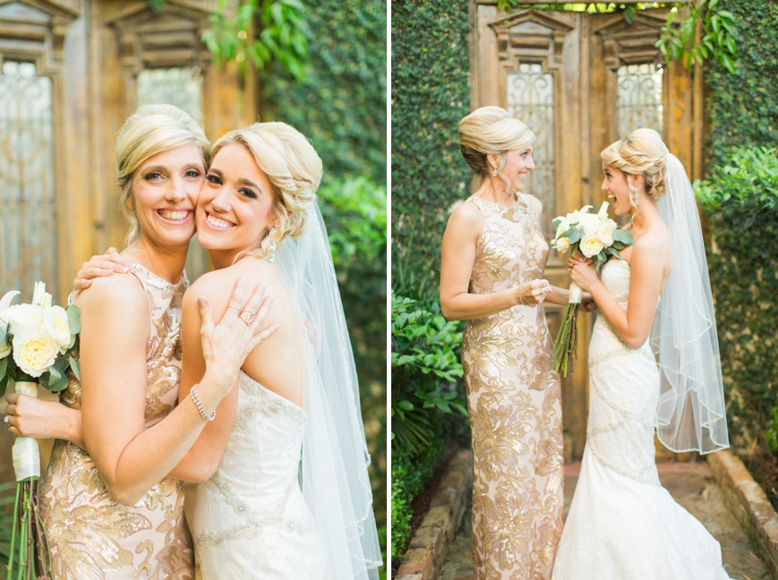 bride excited and hugging mom