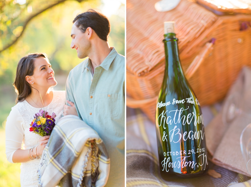 custom calligraphy wine bottle engaged couple