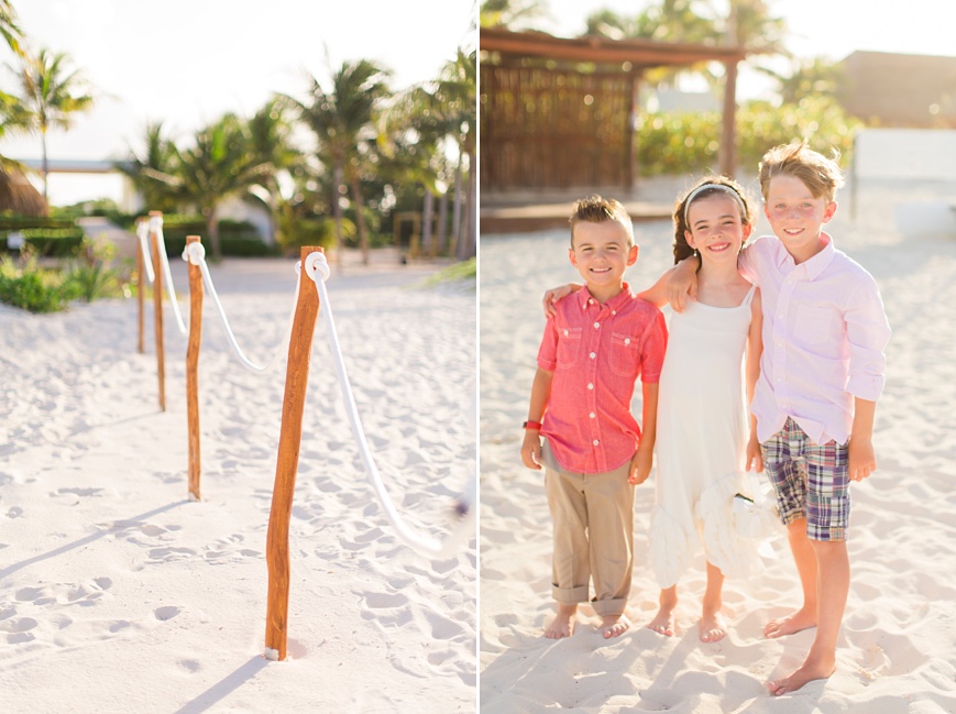 flowergirl and ring bearers on beach