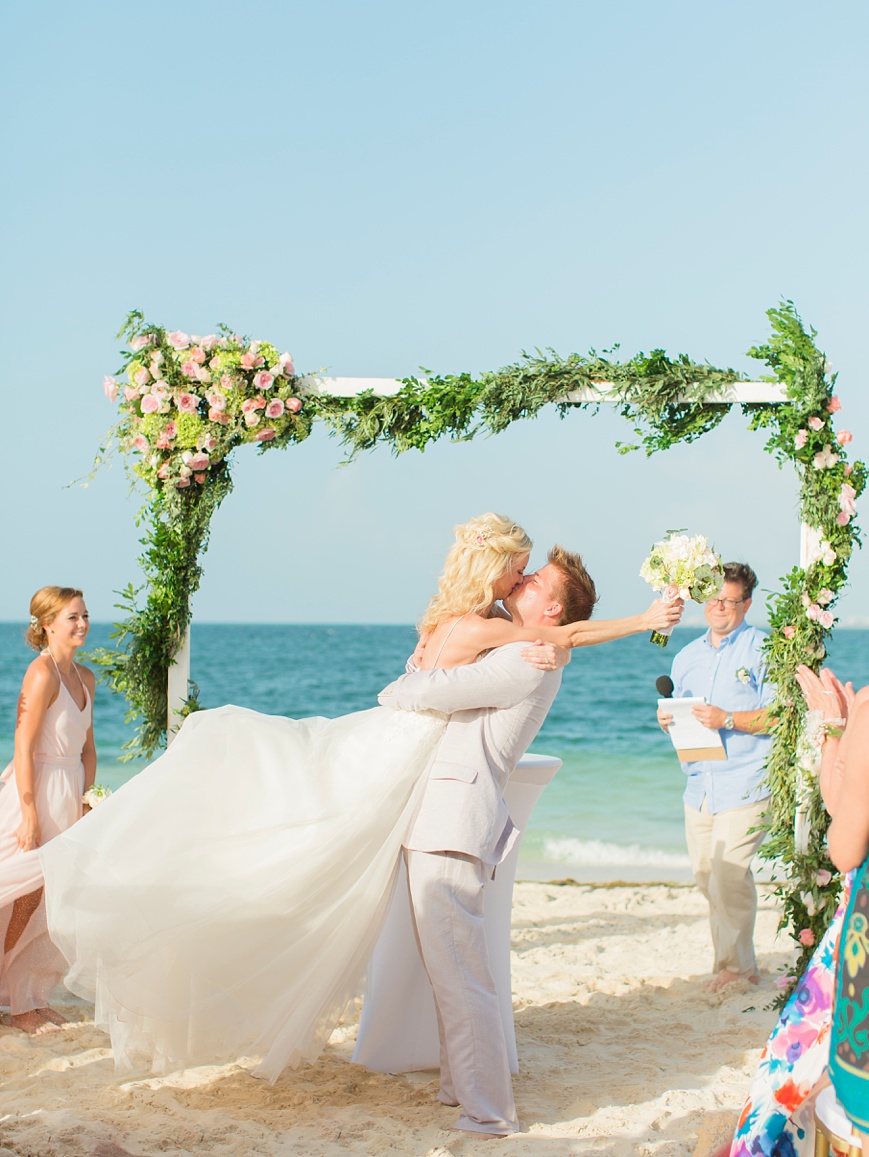 adorable first kiss cancun destination wedding Finest Playa Mujeres