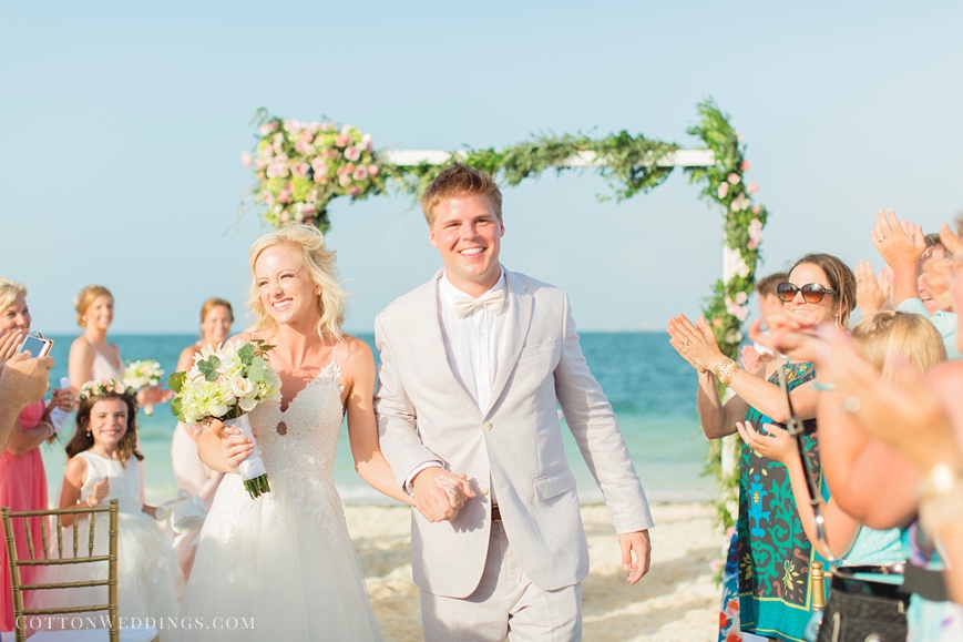Cancun destination wedding ceremony exit