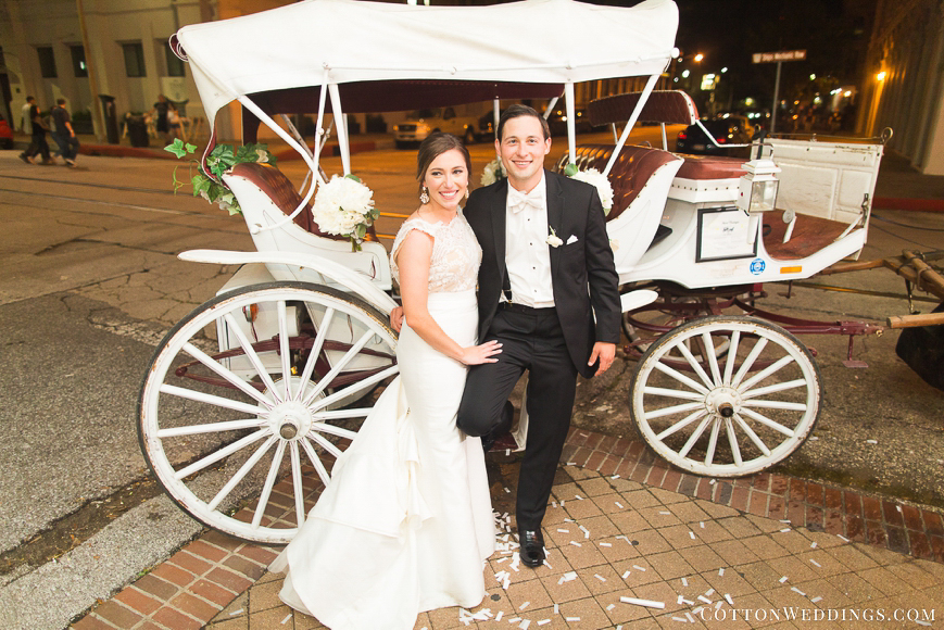 bride and groom carriage ride galveston
