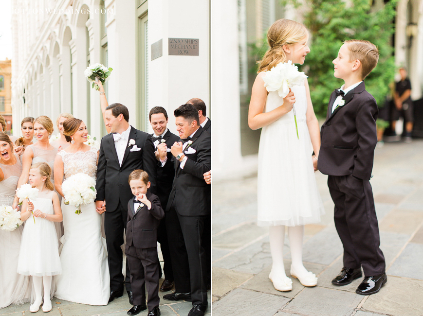 fun bridal party adorable flower girl and ring bearer holding hands