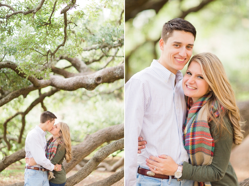 cute couple under century tree at texas a&m