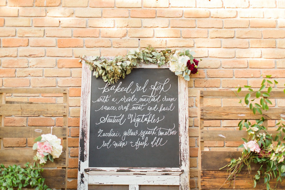 wedding menu chalkboard sign