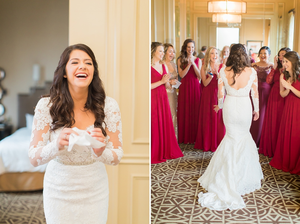 The Corinthian Wedding Bride and Bridesmaids First Look by Cotton Collective