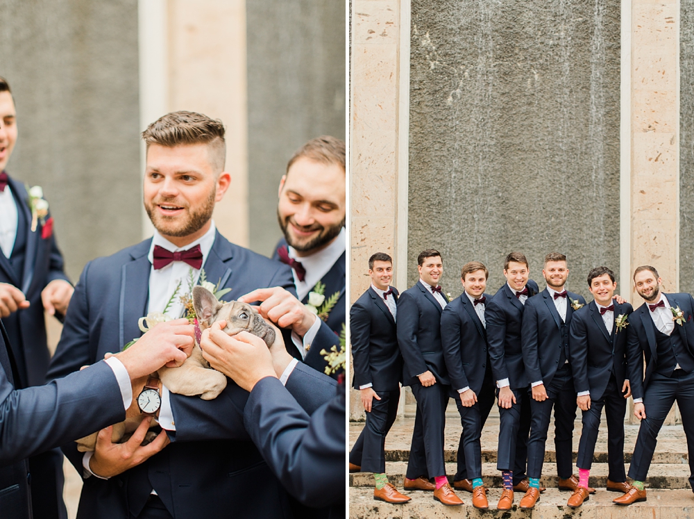 groom party and french bull dog