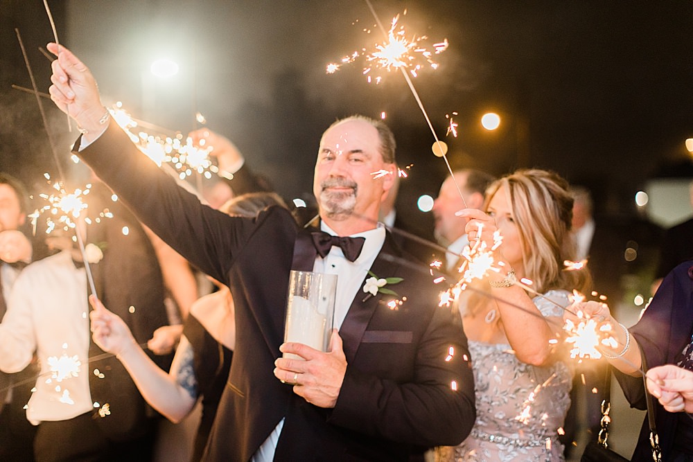 sparklers at wedding exit