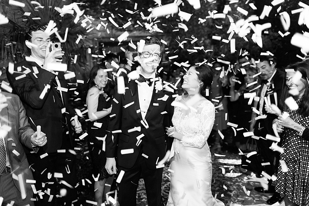 houston wedding bride and groom exit