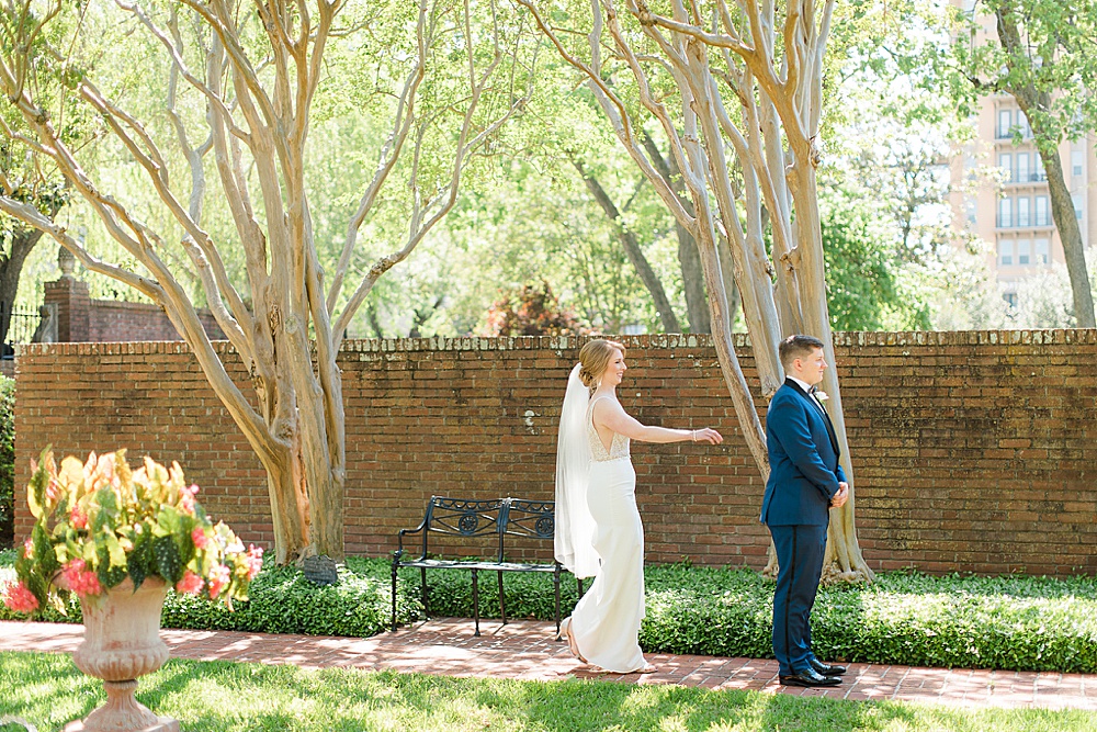 houston bride and groom first look
