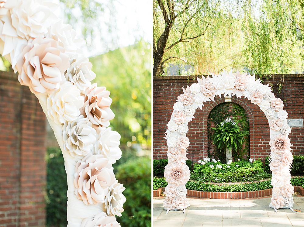 paper floral arch wedding ceremony