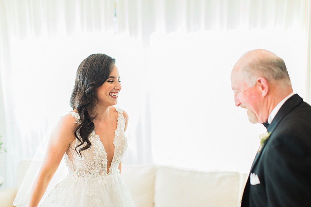 bride and father first look
