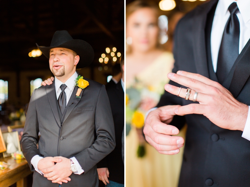 nervous groom and best man with rings