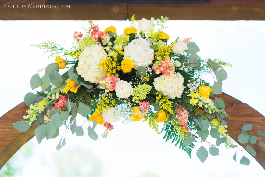 florals along the top of an arch