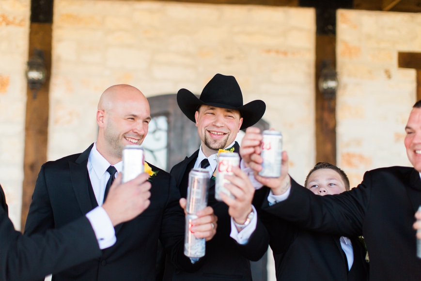 country wedding groomsmen toast beers