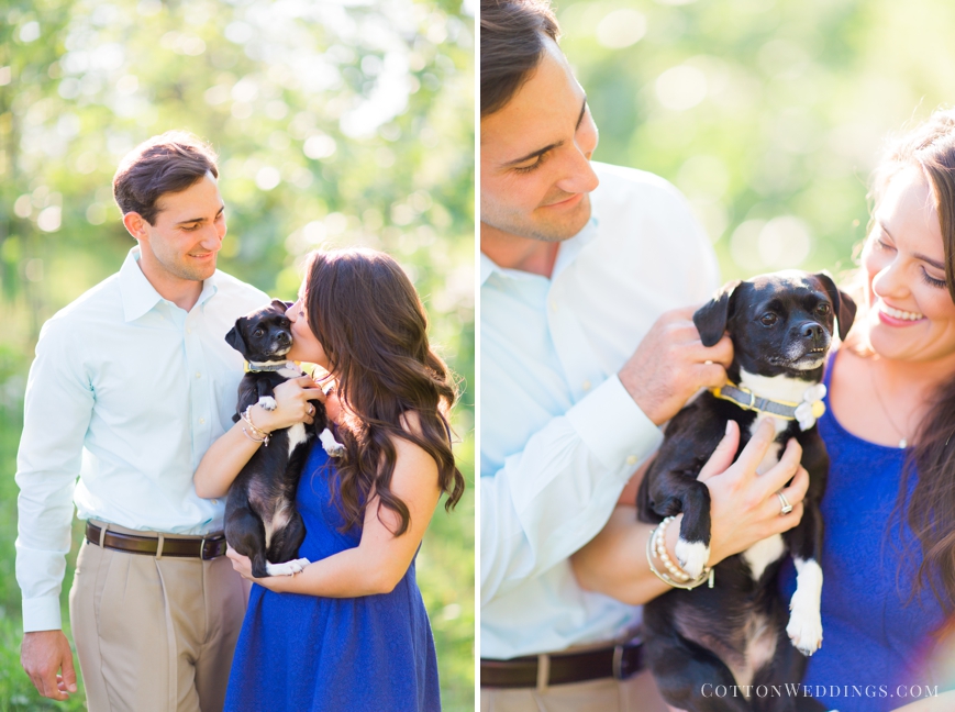 engagement photo with puppy