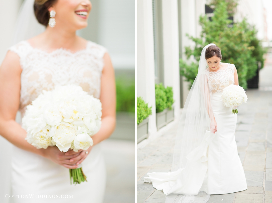 beautiful bride in front of Tremont Hotel