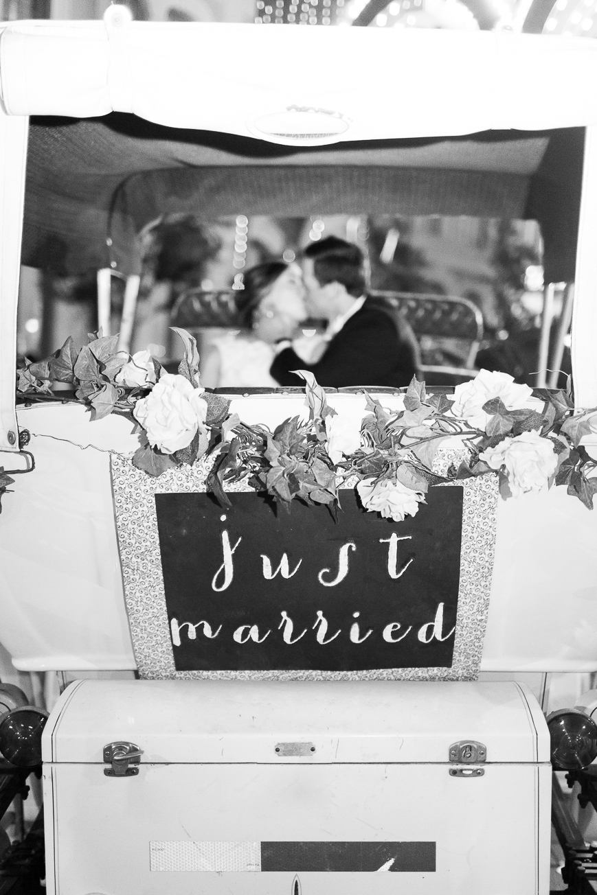 just married carriage bride groom getaway