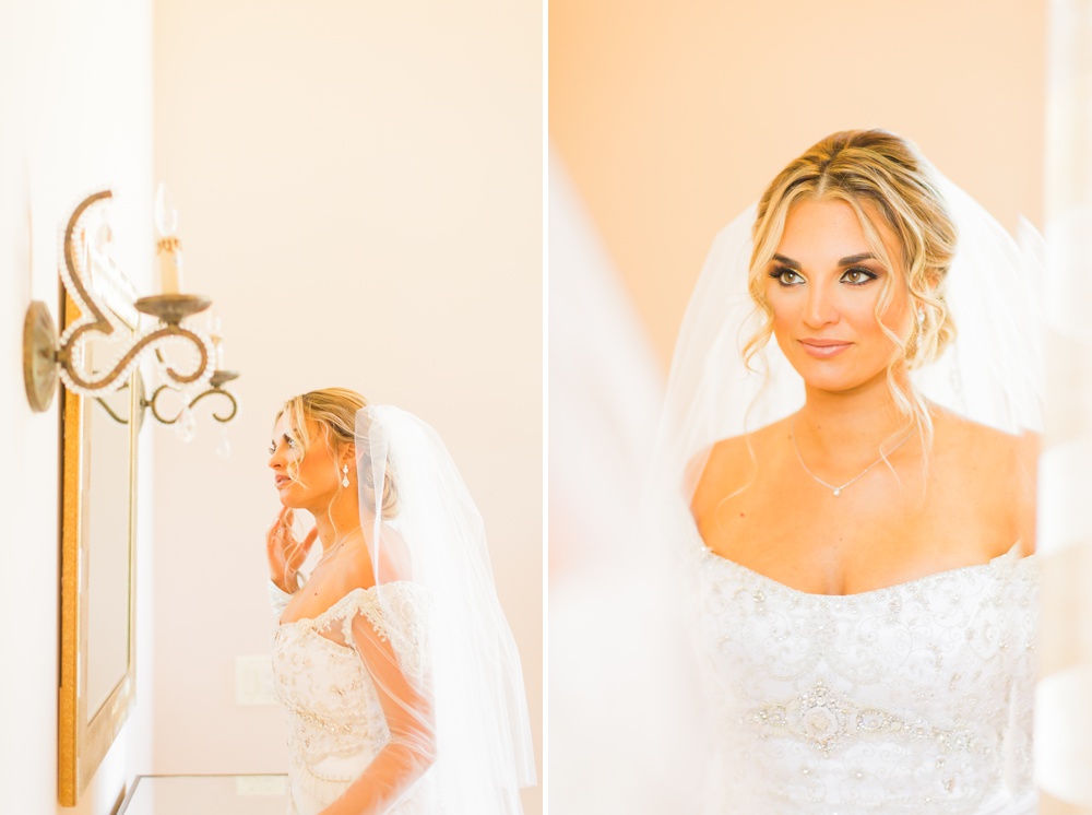 stunning photo of bride looking in mirror