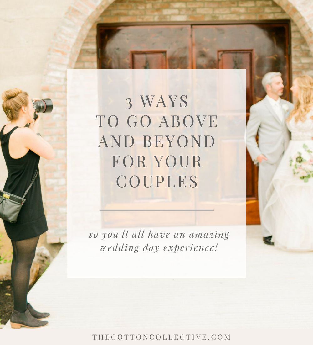 Wondering how you can go above & beyond for your bride on their wedding day? Here are 3 tips to give them an amazing wedding day photography experience!
